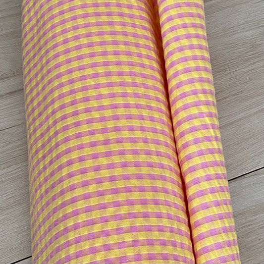 TEJIDO SEERSUCKER AMARILLO/FUCSIA